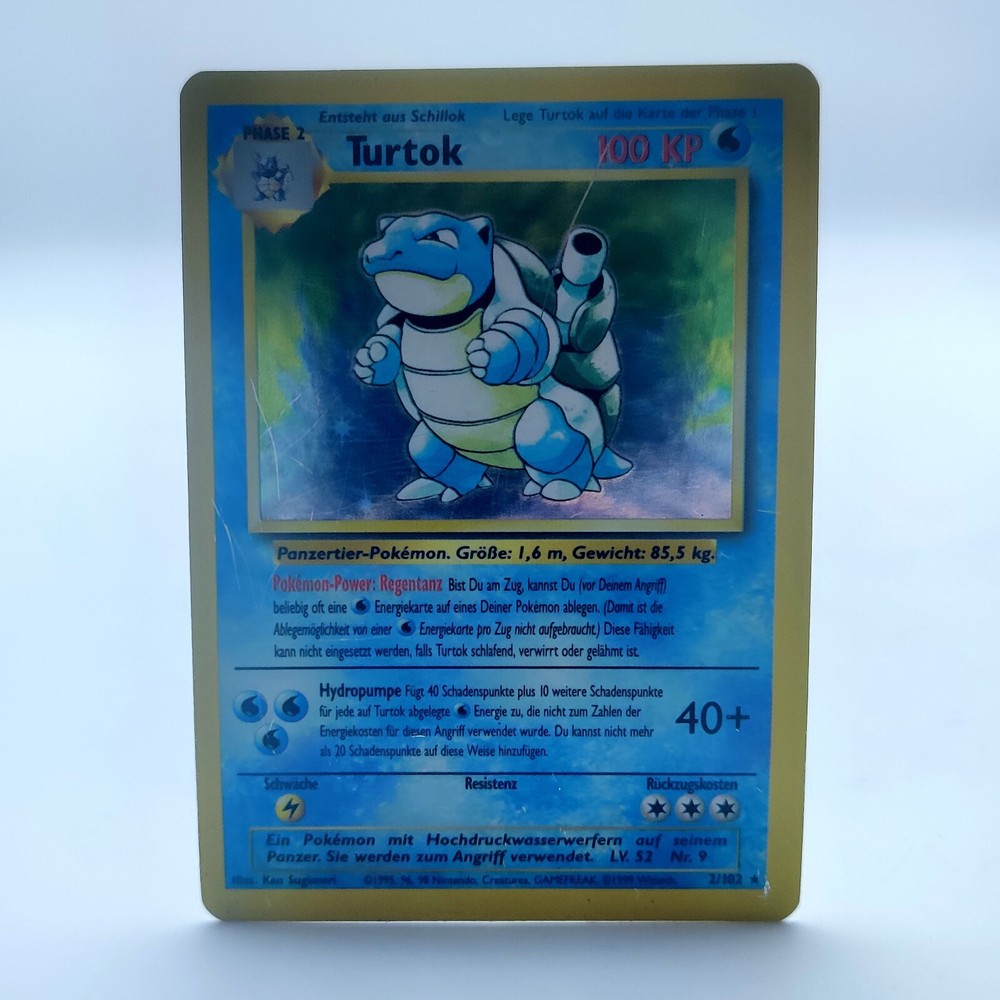 Holo Rare German Turtok Blastoise Pokemon TCG Card Base Set 2/102
