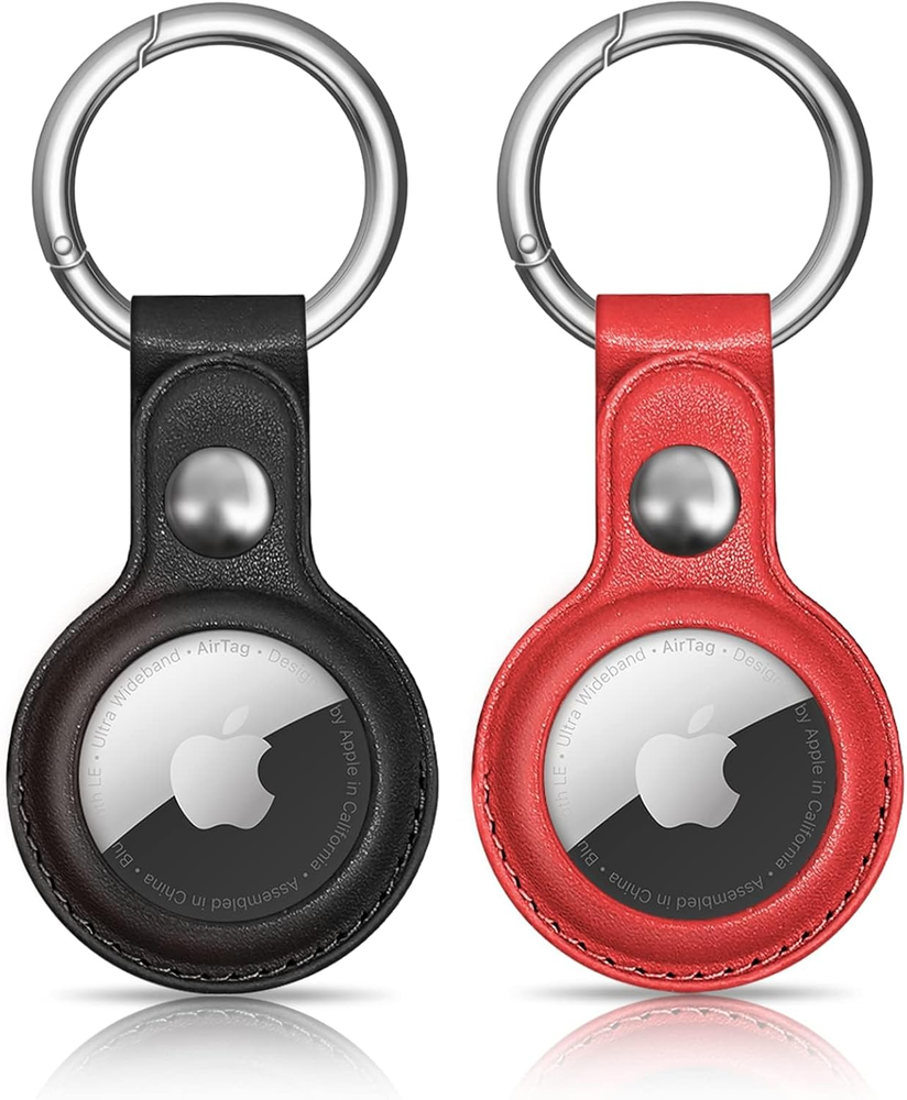 Durable 2-Pack Leather Keychain Holder for Apple AirTags Protection