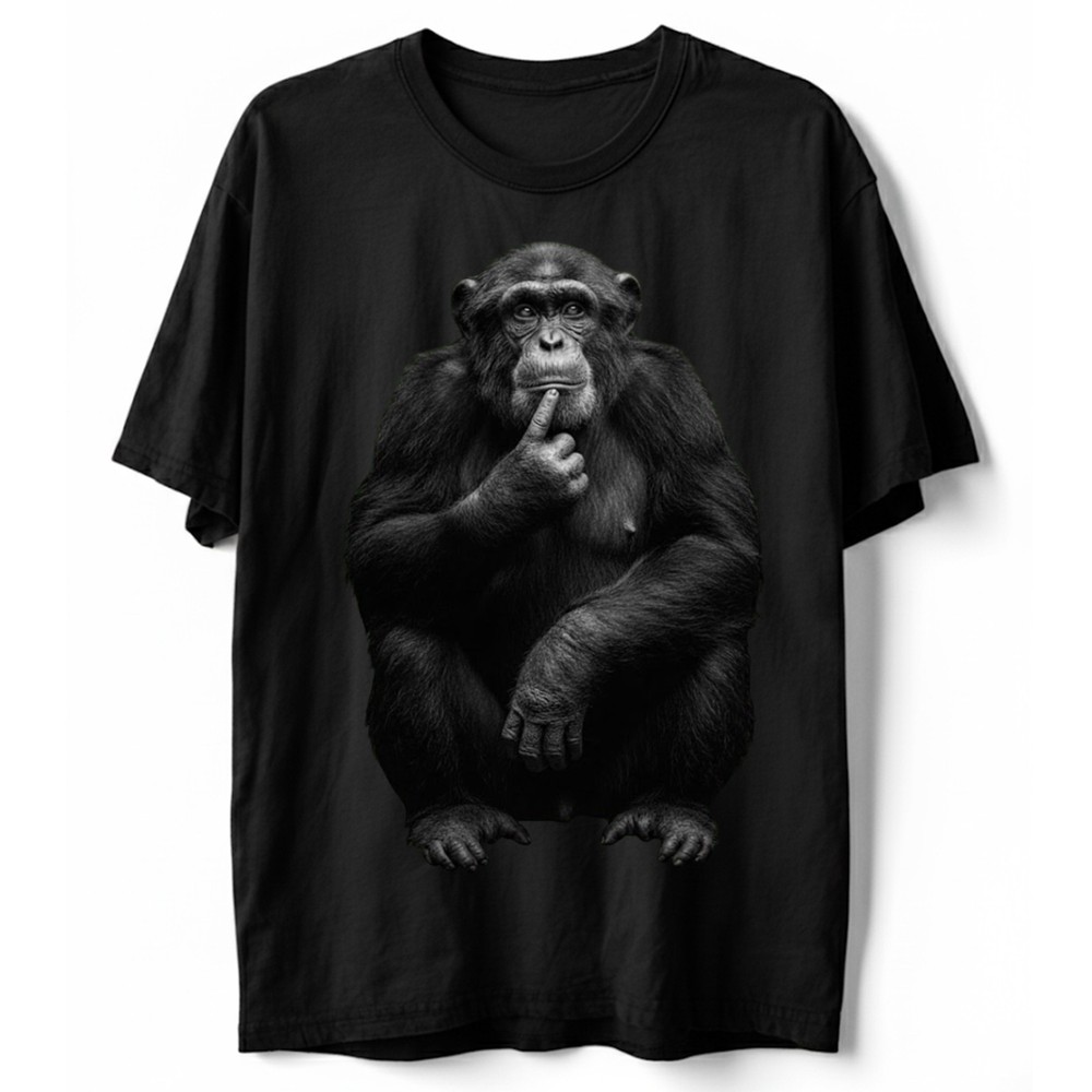 Thinking Chimpanzee T-Shirt Contemplative Monkey Philosopher Photo Graphic Tee