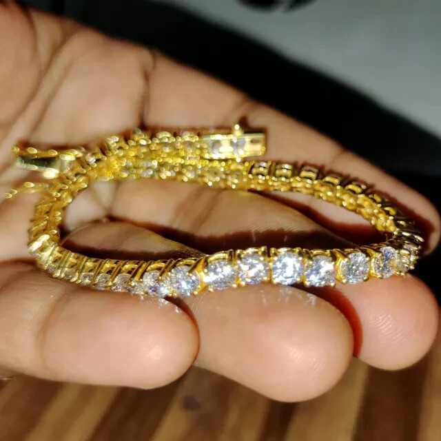 9Ct Round Lab-Created Diamond Womens 14K Yellow Gold Plated 7.5