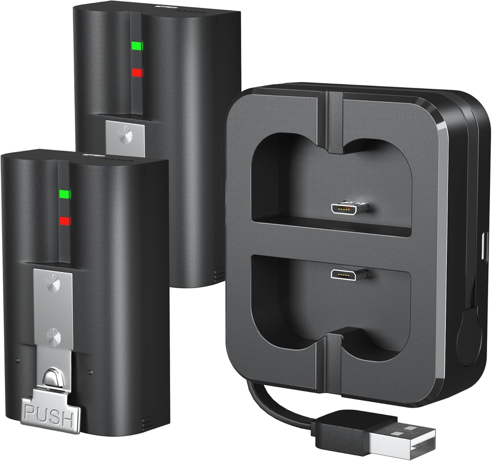 2-Pack 6040mAh Rechargeable Battery with Dual USB Charger for PS4 Controllers