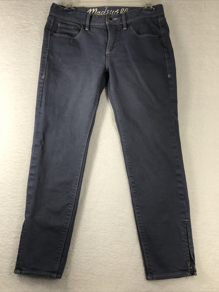 Madewell Womens Grey High Rise Skinny Crop Jeans with Zip Legs Size 27