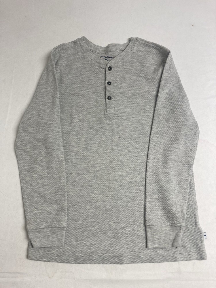 Tommy Bahama Gray Thermal Long Sleeve Boy’s Size 16 Shirt 1/4 Button