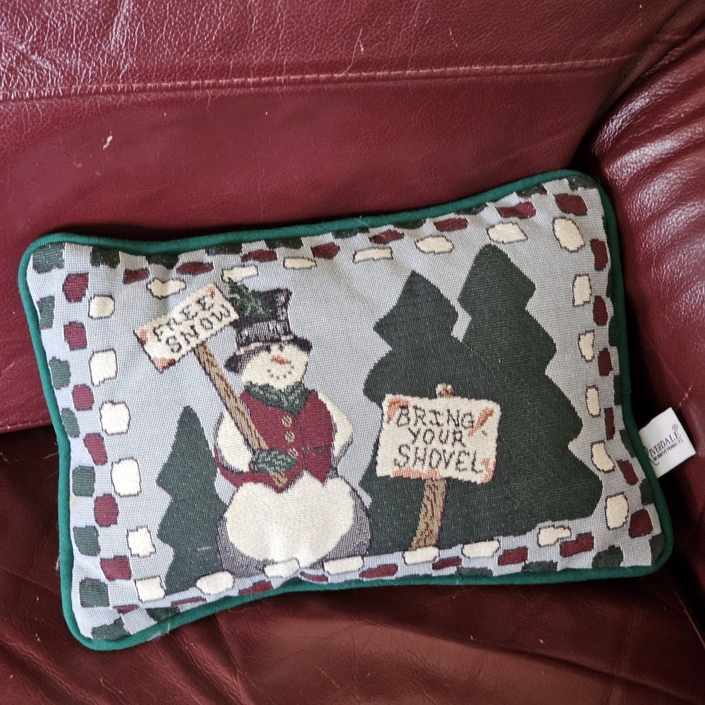 Riverdale Christmas Snowman Throw Pillow 12x8 Holiday Home Decor