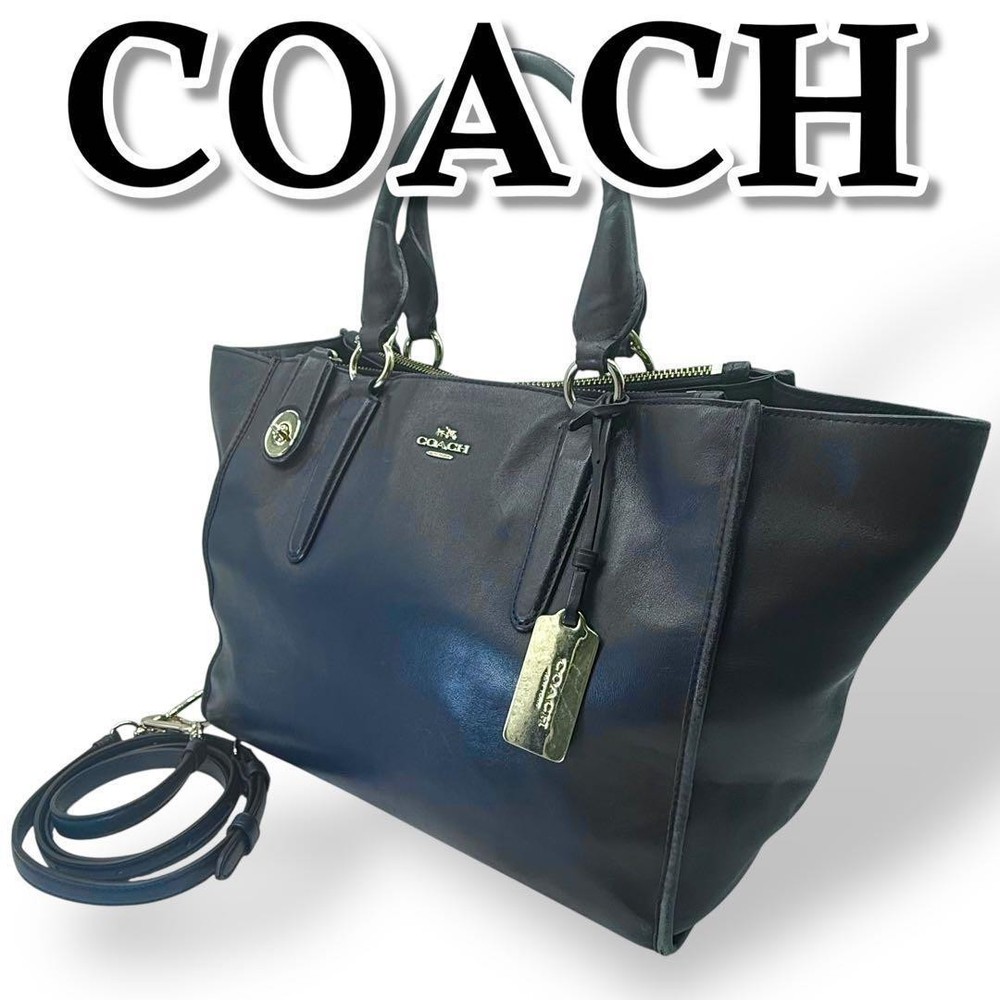 Coach Navy Leather 2Way Turnlock Crossbody Bag Authentic Excellent Condition