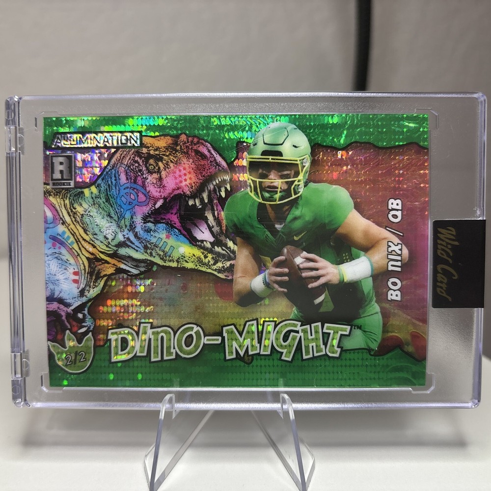 2023 Wild Card Alumination Dino-Might Bo Nix 2/2 T-RexColor Match RC 🦖