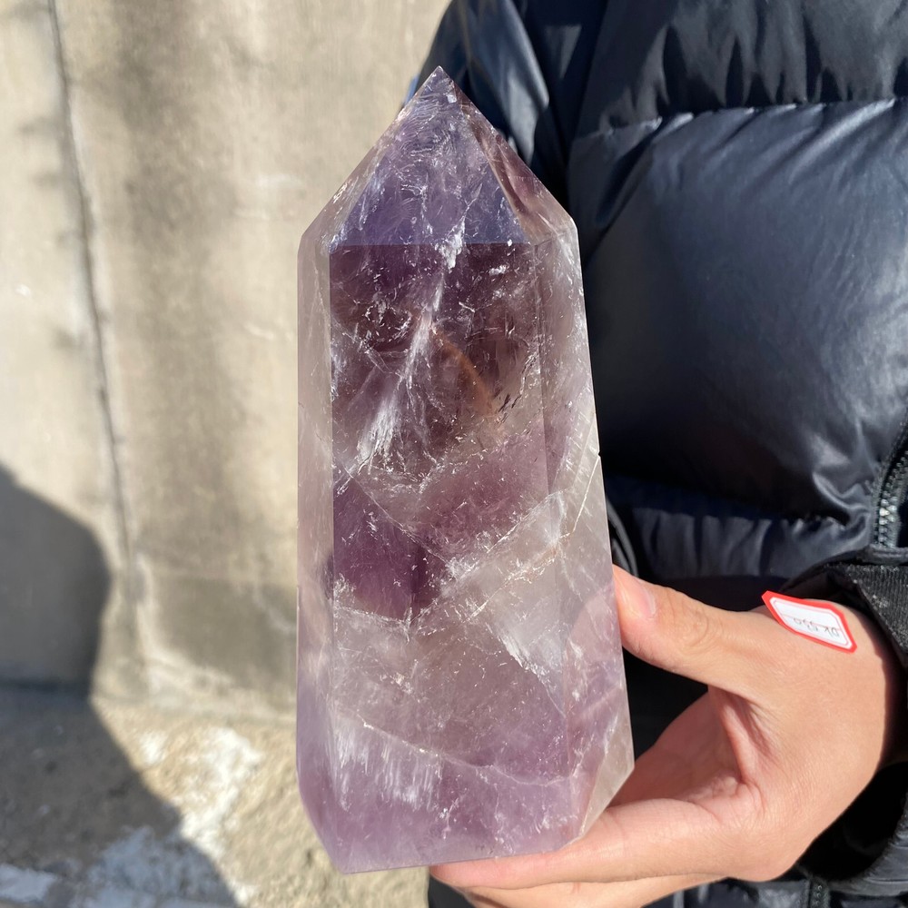 2.9LB Natural Amethyst Obelisk Carved Crystal Wand for Reiki Decor