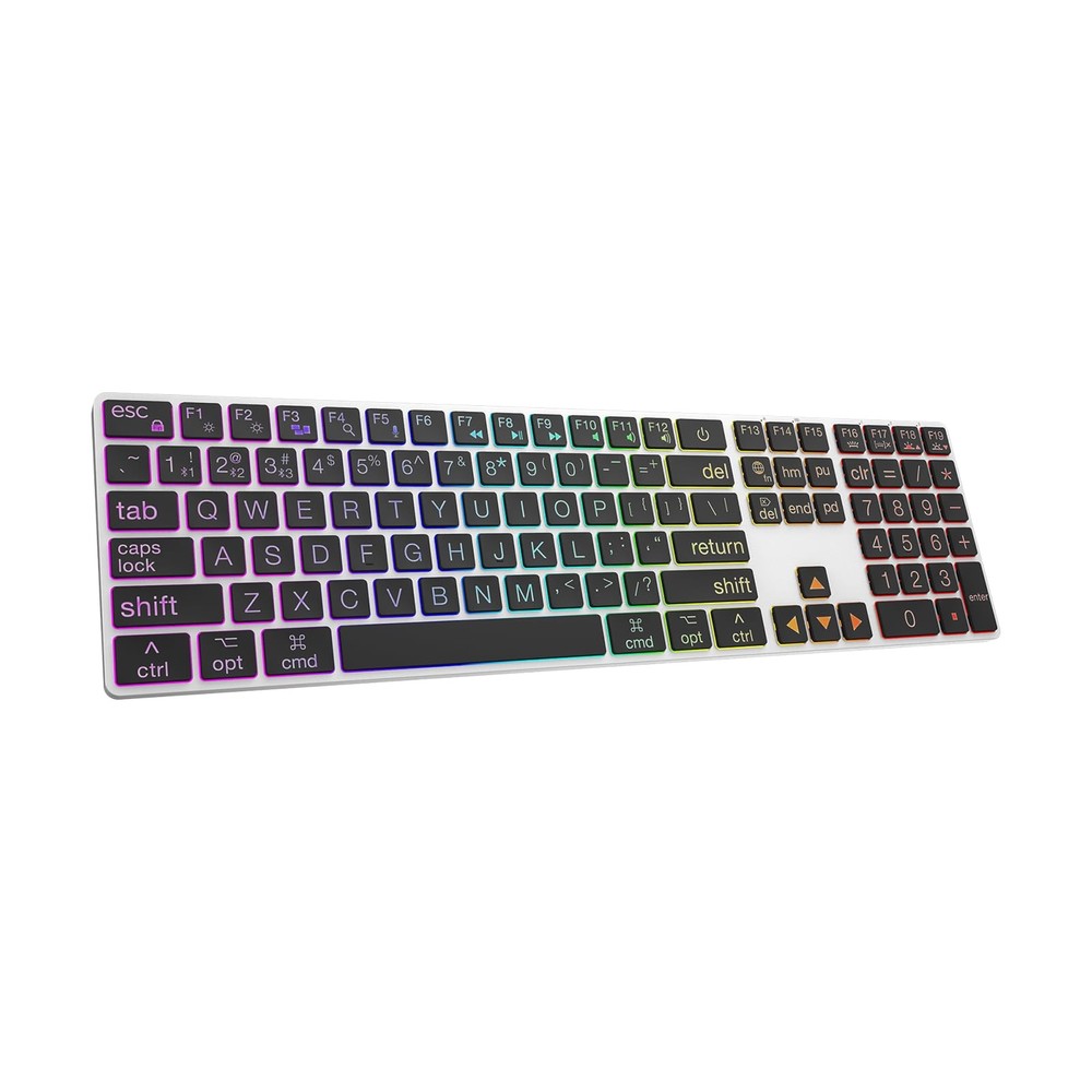 Large Print Backlit Bluetooth Keyboard for Quiet Typing with USB Wired Option