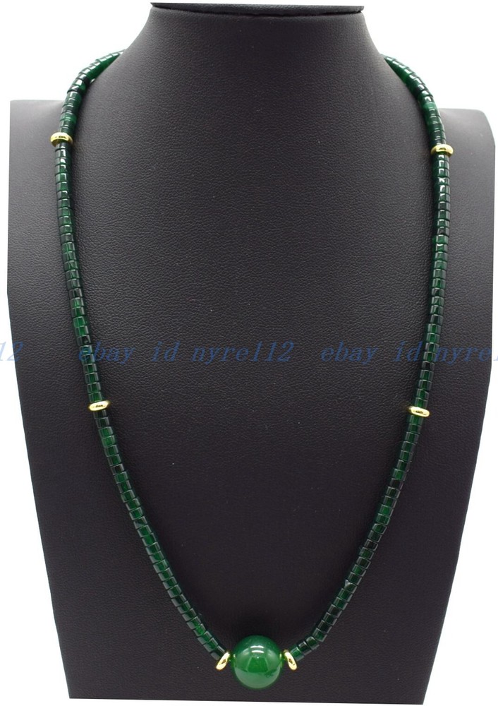 Natural 2x4mm Green Jade Small Dainty Beads Healing Gemstone Women Necklace 18