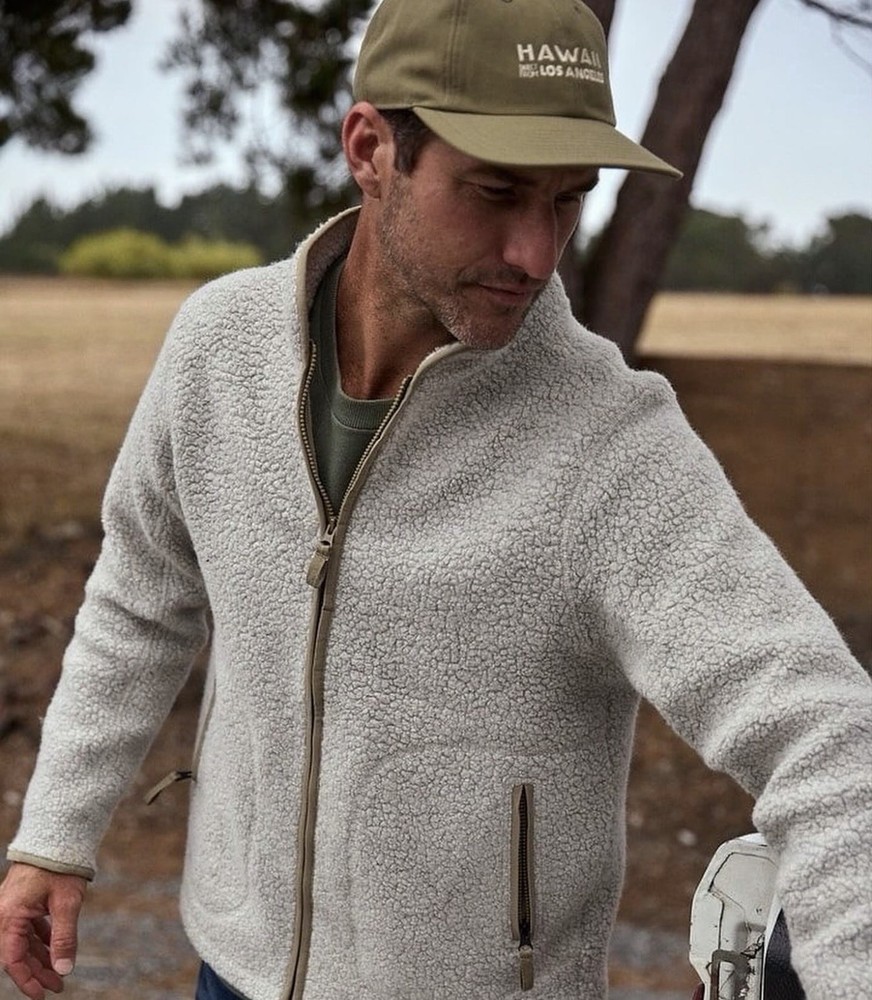 Outerknown Mens XL Woolaroo Recycled Wool Zip Up Jacket Natural Heather Italy