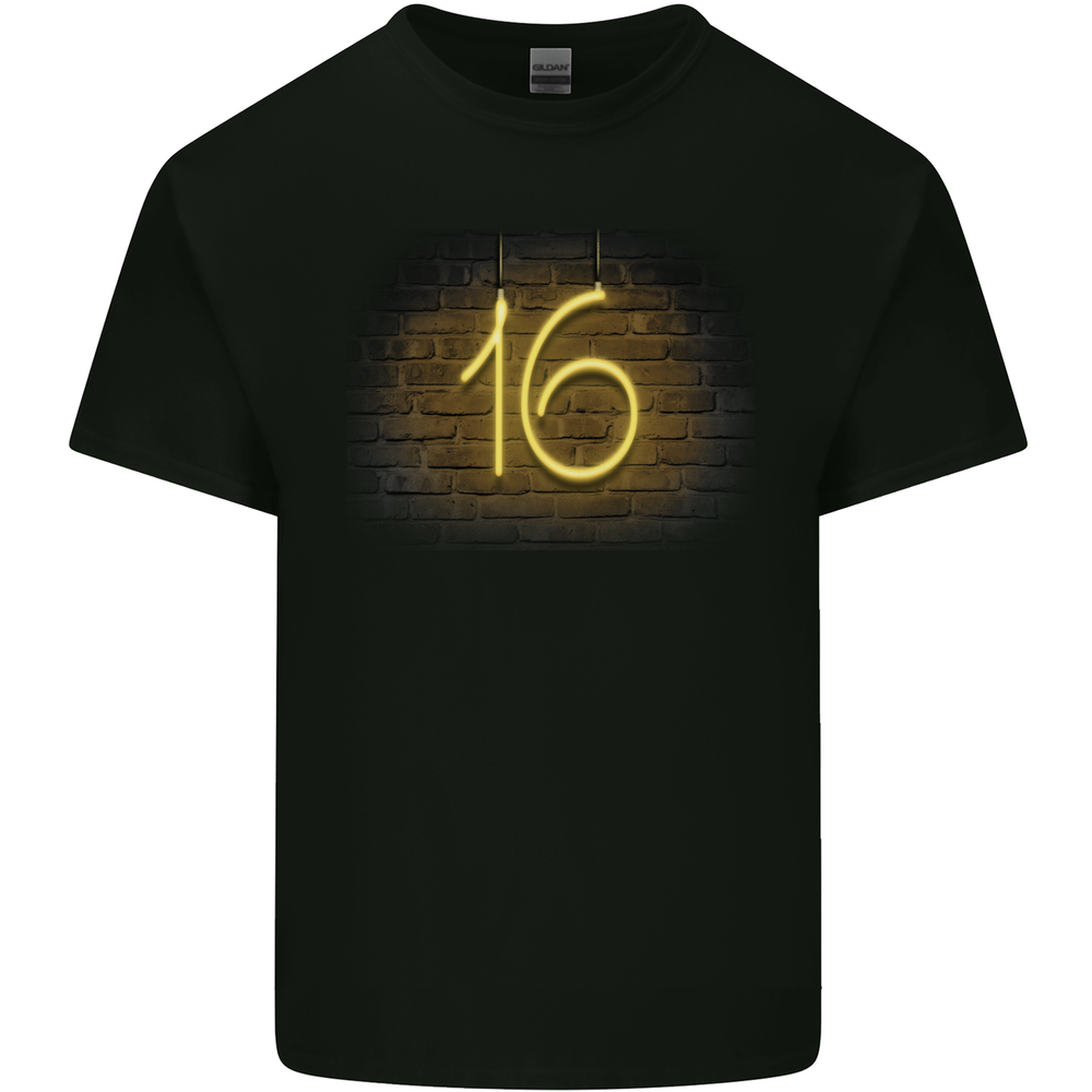 16th Birthday Neon Lights 16 Year Old Mens Cotton T-Shirt Tee Top