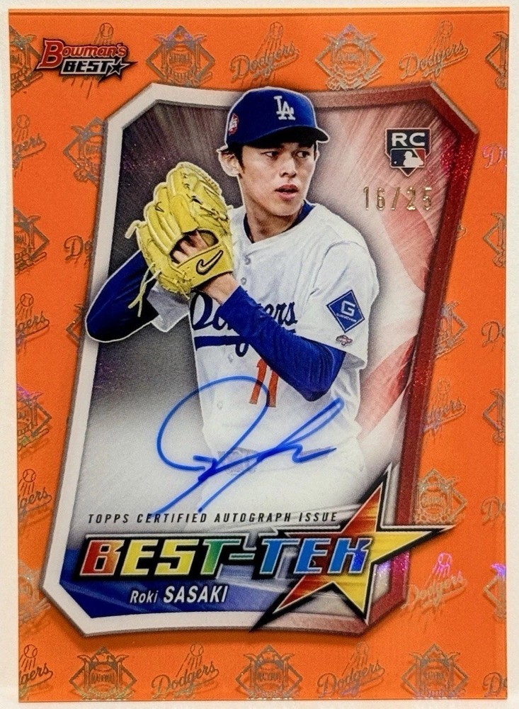 2025 Bowman’s Best Roki Sasaki Best Tek Auto /25 On-Card Autograph Acetate