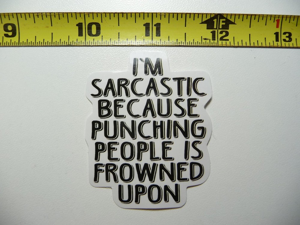SARCASTIC PUNCHING PEOPLE FROWNED UPON DECAL STICKER FUNNY SARCASM SAYING