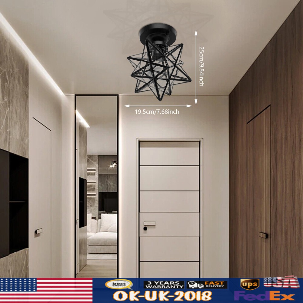 Moravian Star Flush Mount Ceiling Light Lamp Glass Lighting Fixture Durable NEW