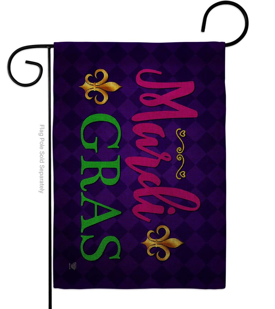 Mardi Gras Burlap Garden Flag for Porch Wall Patio Lawn Decor