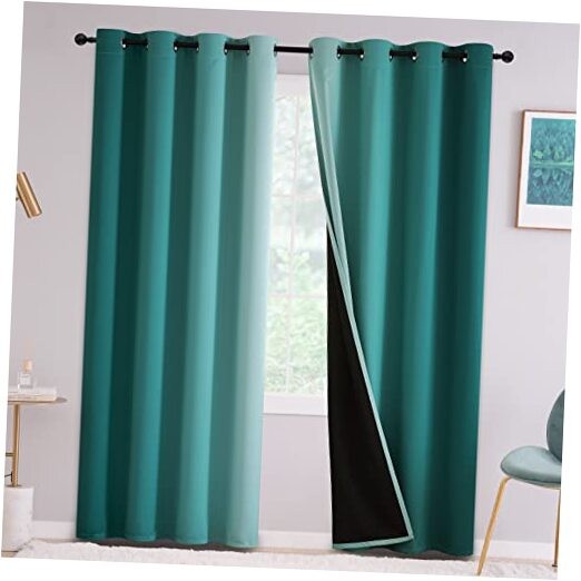 Teal Ombre Blackout Curtains for Bedroom Room Darkening Window Panels
