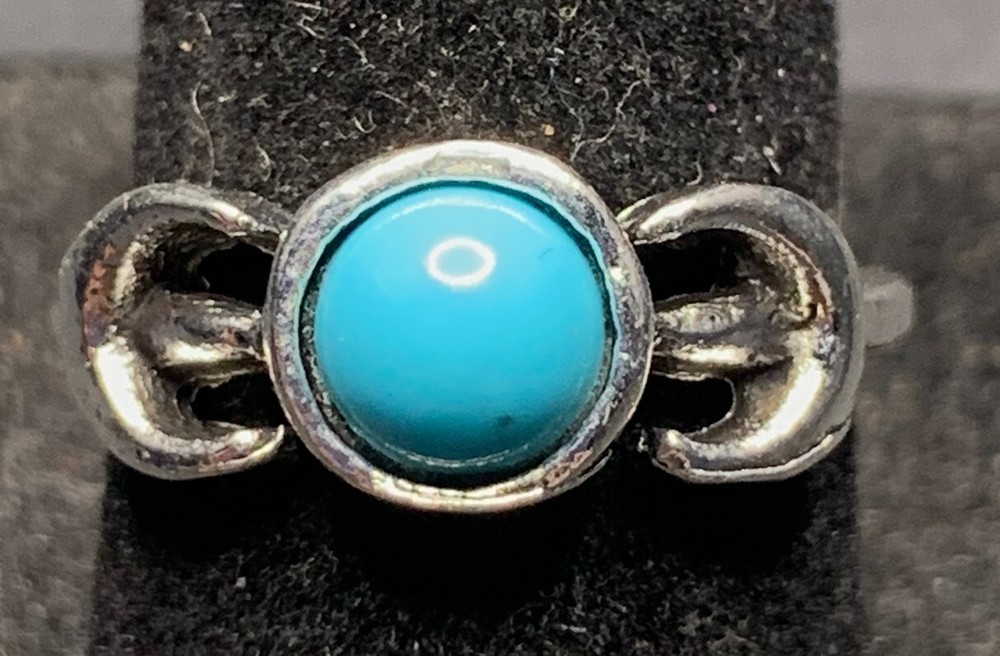 Vintage Antique Silver Tone Aztec Style Ring - Size 6