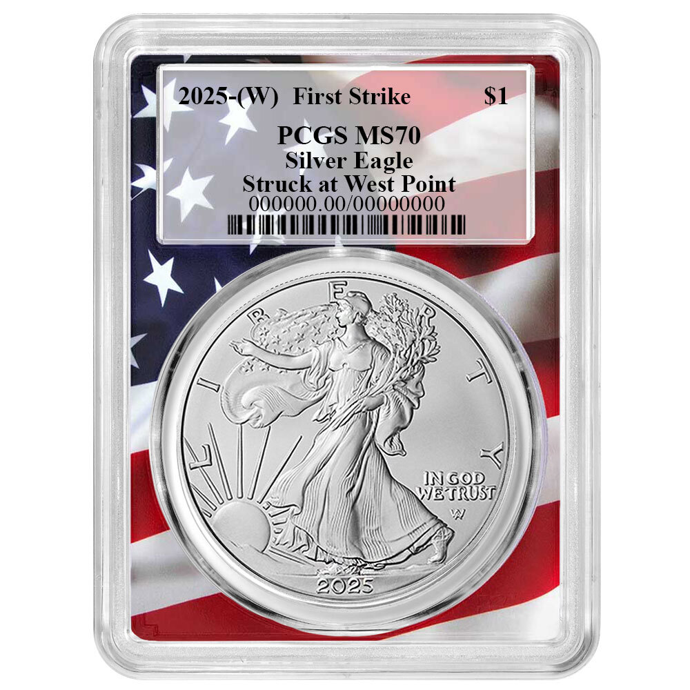 Presale - 2025 (W) $1 1-oz American Silver Eagle PCGS MS70 FS Flag Frame-image