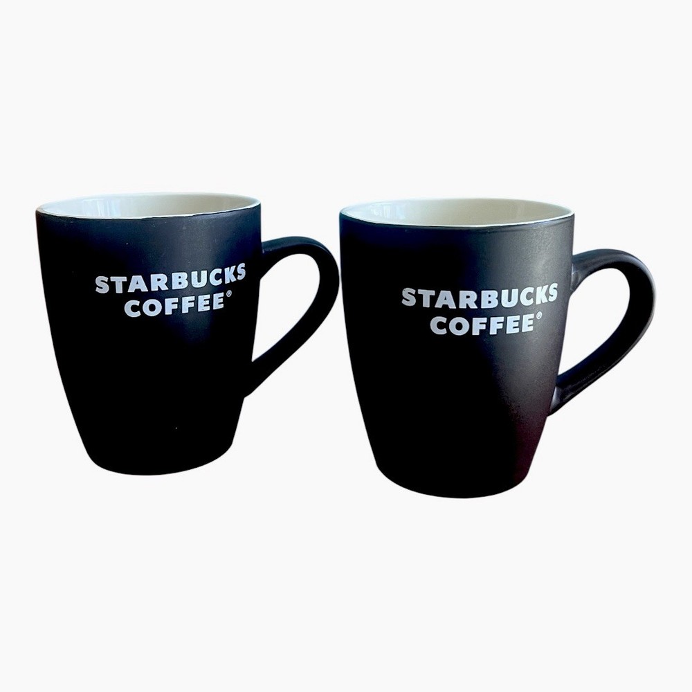 Starbucks Dark Chocolate Brown Ceramic 2008 Coffee Tea Mug Cup 12 oz Set Of 2