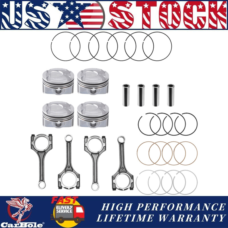 4pc Connecting Rod & Piston Ring Kit Hyundai Accent Kia Rio 1.6L 2012-2017
