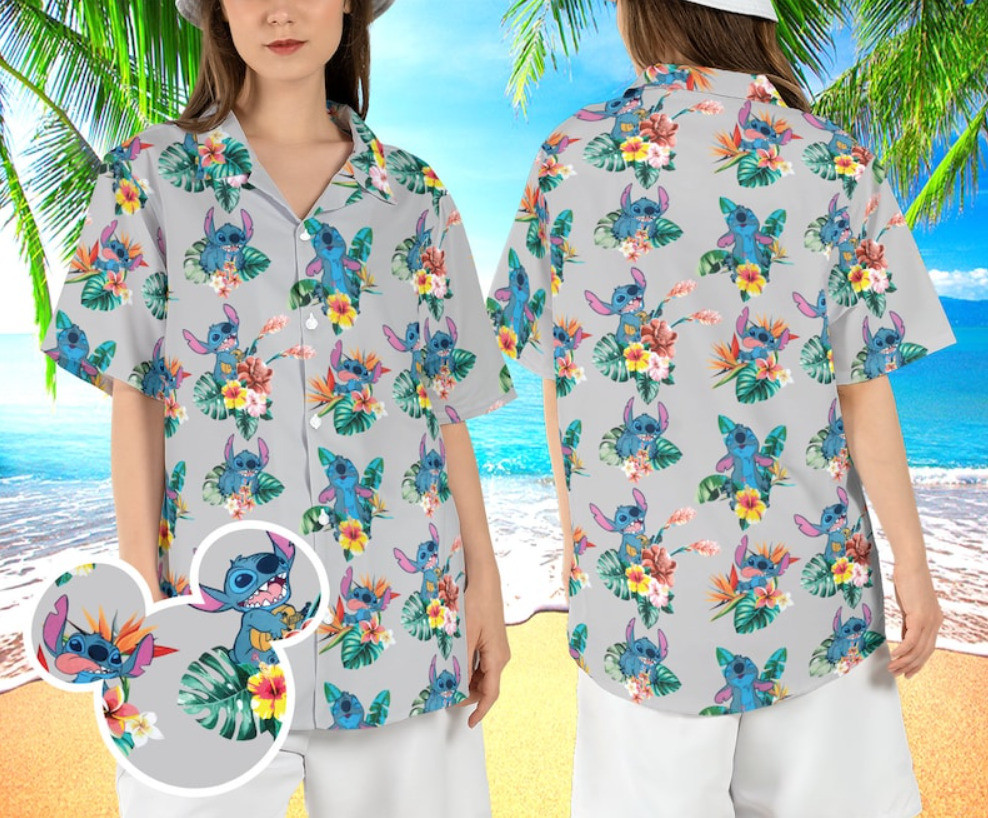 Tropical Stitch Hibiscus Cute Stitch Summer 3D HAWAII SHIRT US Size Best Pric