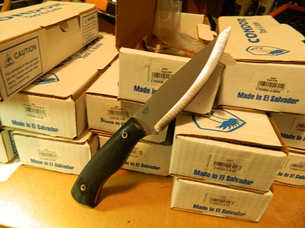 Condor Cutlery Ripper Bowie Knife 9 Inch 1095 Drop Point Blade with G10 Handle and Kydex Sheath