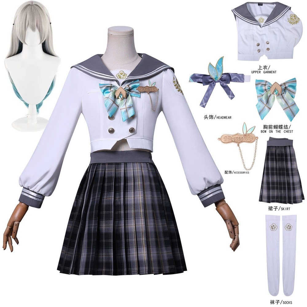 Honkai Star Rail Firefly Cosplay Costume Dress Uniform Wig Full Set Halloween