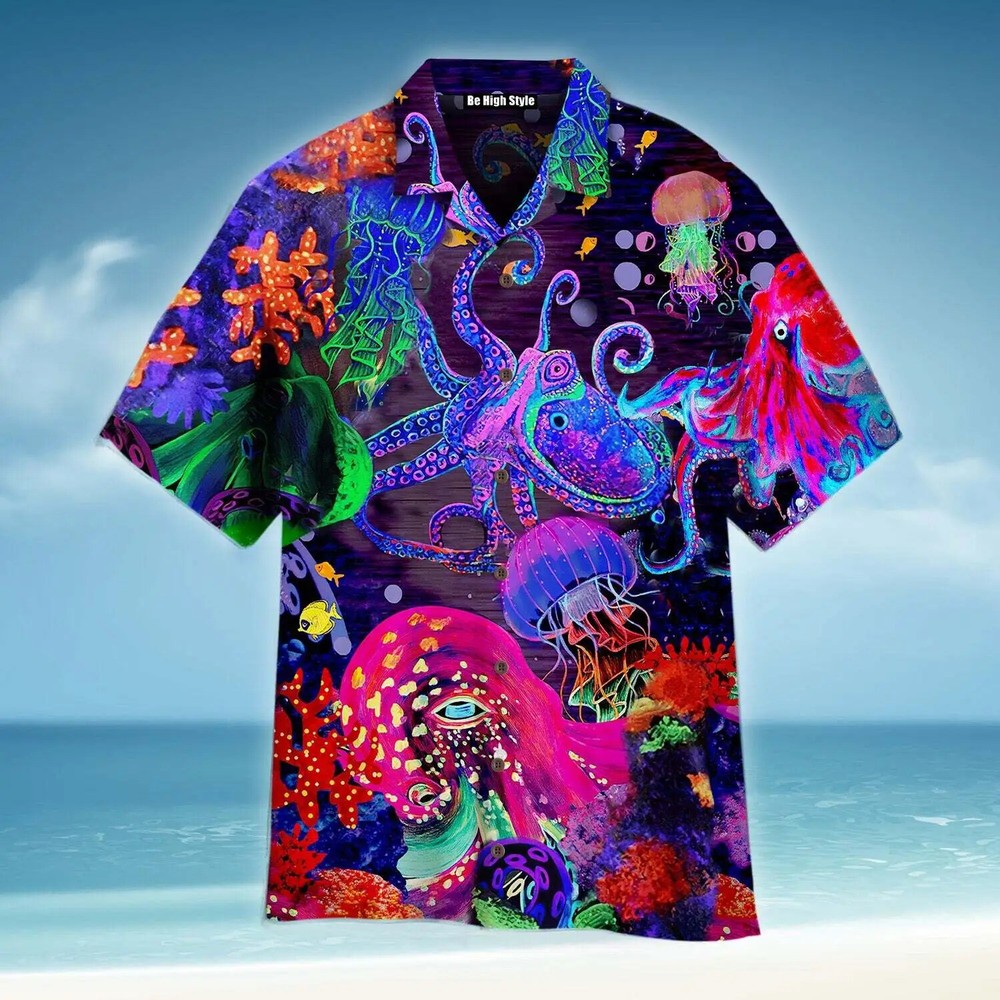 Neon Octopus Hawaiian Shirt Summer Beach Aloha 3D HAWAII SHIRT All Over Print