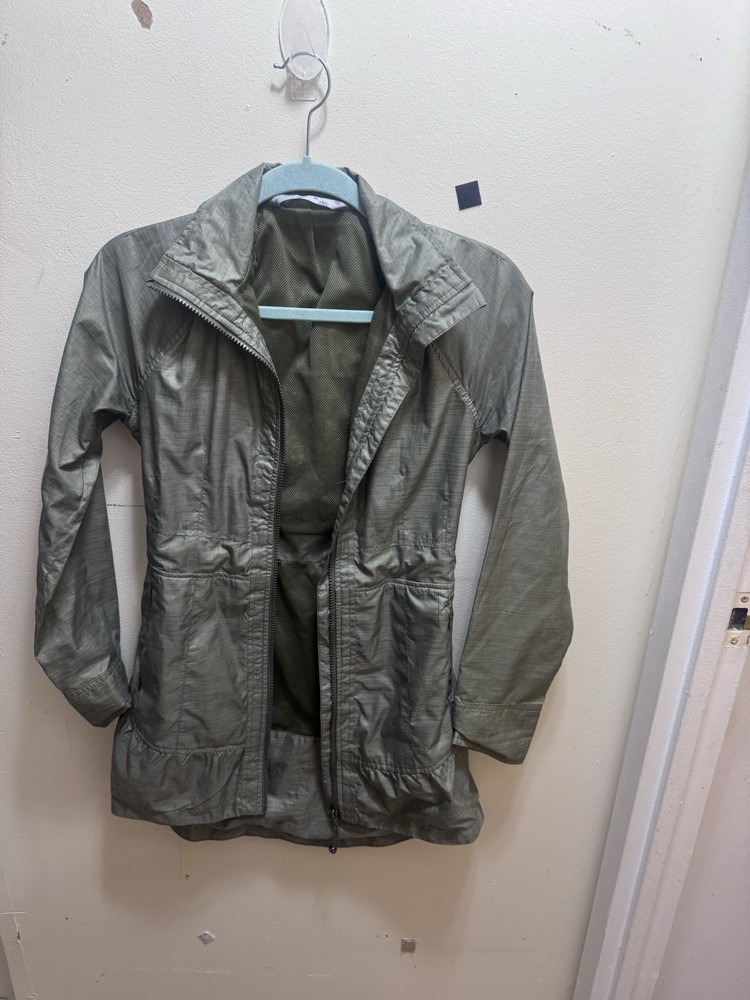 Athleta Olive Green Utility Windbreaker Jacket cinched waist size XS