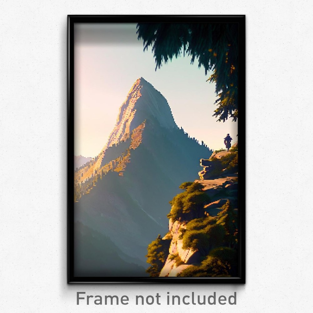 Pixel Art Mountain Poster - 8-Bit Psychedelic Video Game Print