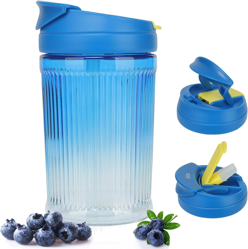 Glass Travel Coffee Tumbler, Smoothie Cup Travel Dual-Use Glass Coffee Cups with