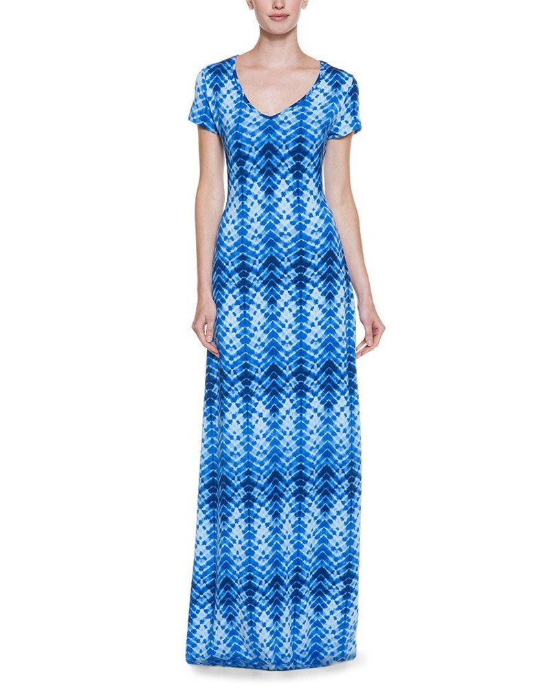 TART Collections 'Patchouli' Blue Chevron Print Maxi Dress - Sz S Beautiful!