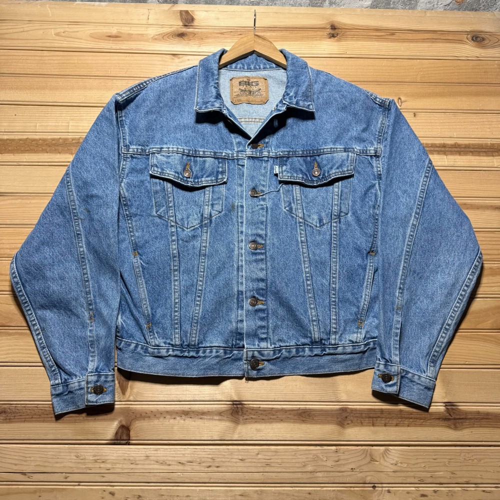 Vintage 90s Levis Big Jean Type lll Dark Wash Blue Denim Trucker Jacket 57598 XL