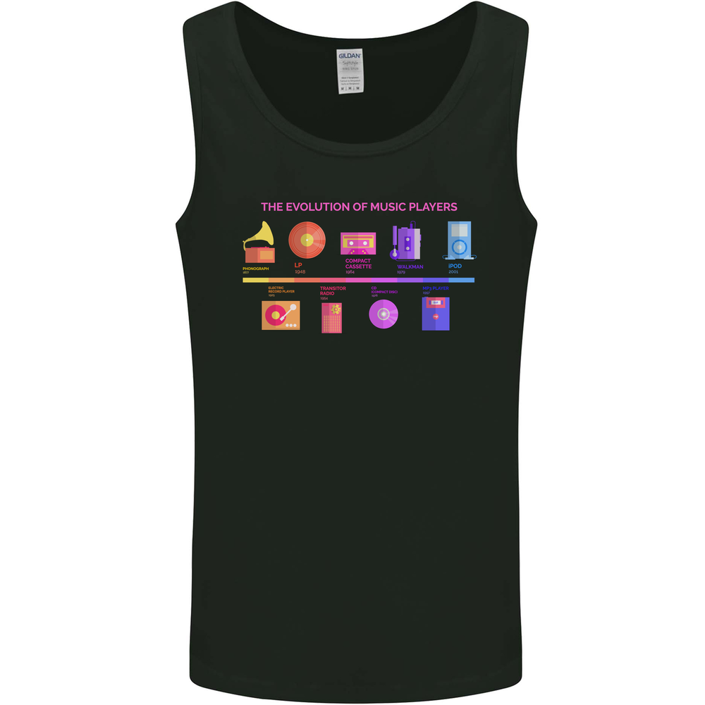 Evoloution Of Music Players Vinyl CD MP3 Mens Vest Tank Top