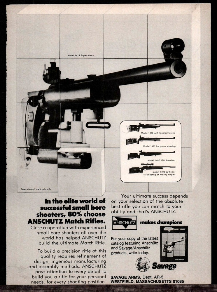 1981 SAVAGE ANSCHUTZ Model 1413 Super Match Rifle Original PRINT AD