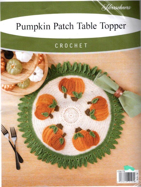 Herrschners Pumpkin Patch Table Topper Crochet Kit - NIP