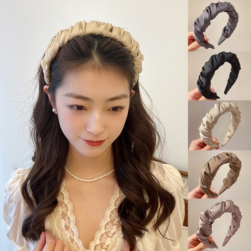 Silky Satin Pleated Headband DIY Handmade Wide Hair Hoop Craft