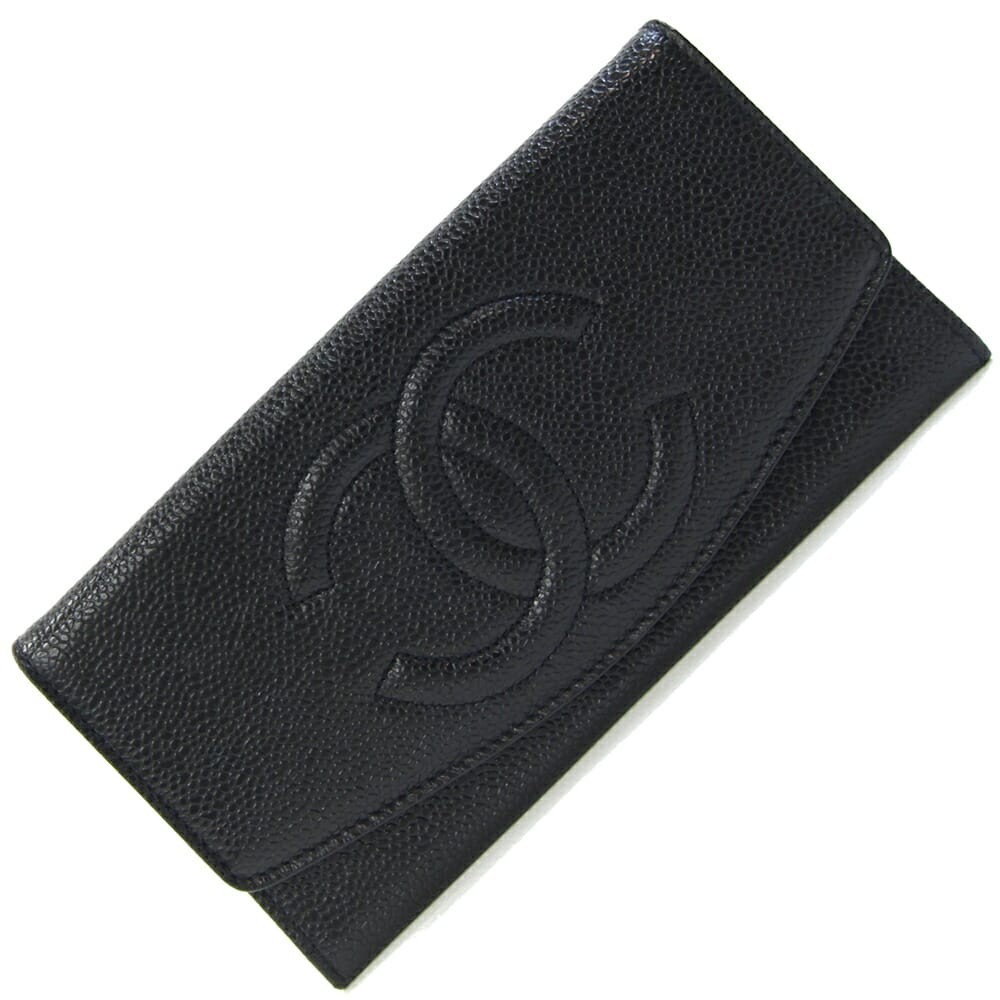 CHANEL Black Leather CC Logo Wallet With Box Authentic  