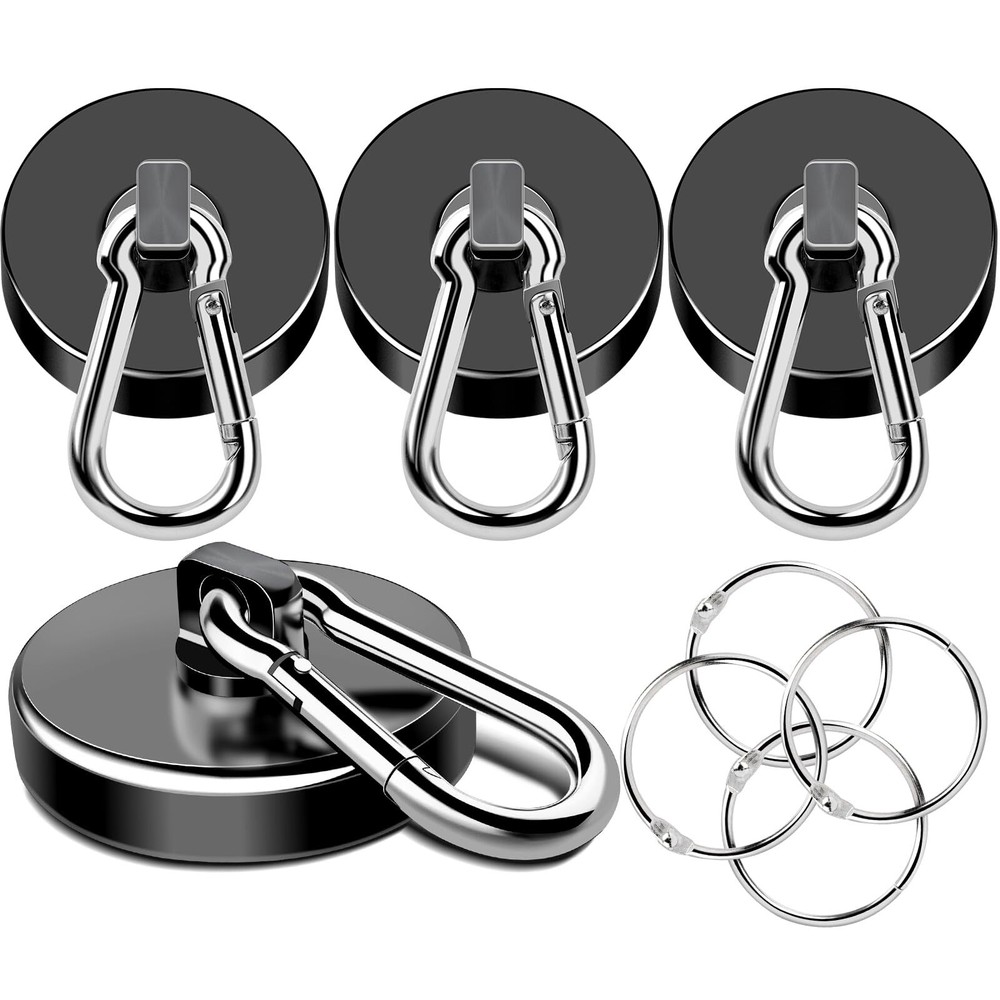Heavy Duty Magnetic Hooks 200LBS Swivel Neodymium - 4 Pack