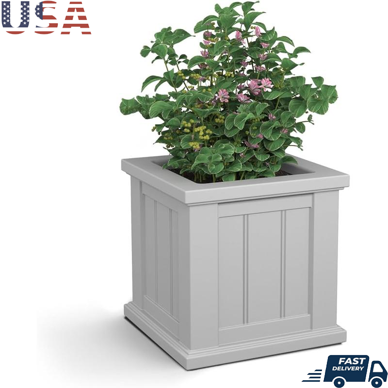 Self-Watering Planter Outdoor Flowers Box Pot Weather-Resistant Square Durable