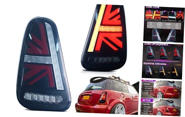for Mini Cooper R50-53 2001-2007 Tail Lights Assembly, Full LED Rear Smoked