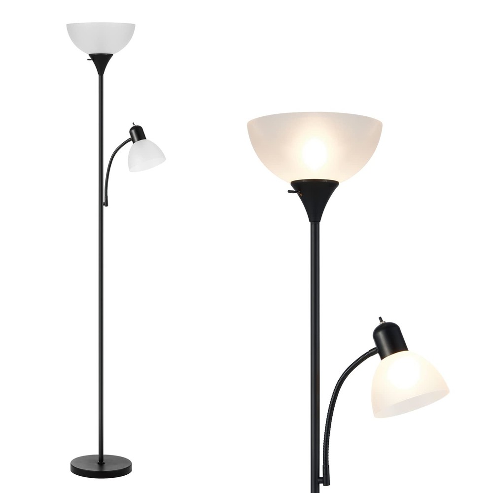 Adjustable Black Susan Modern Floor Lamp with Flexible Reading Light  