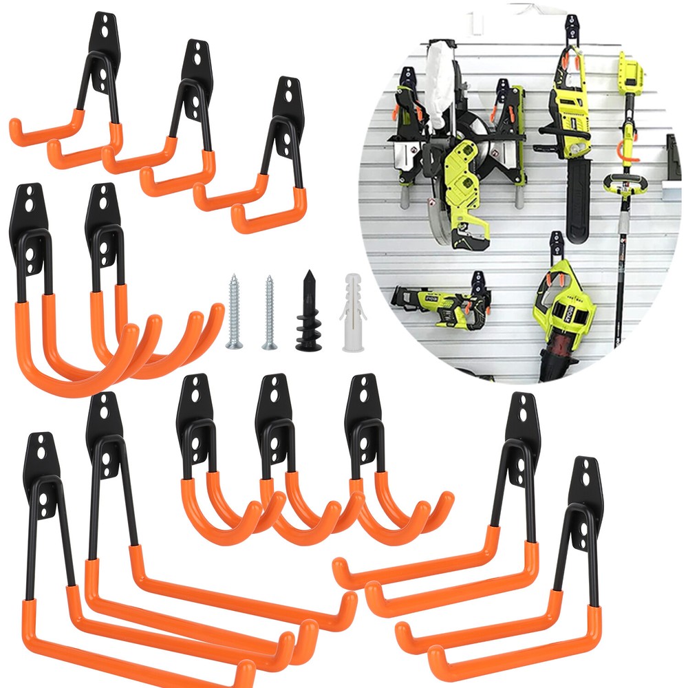 24Pcs Heavy Duty Garage Hanger Organizer Anti-Slip Wall Mount Hooks Power Tool