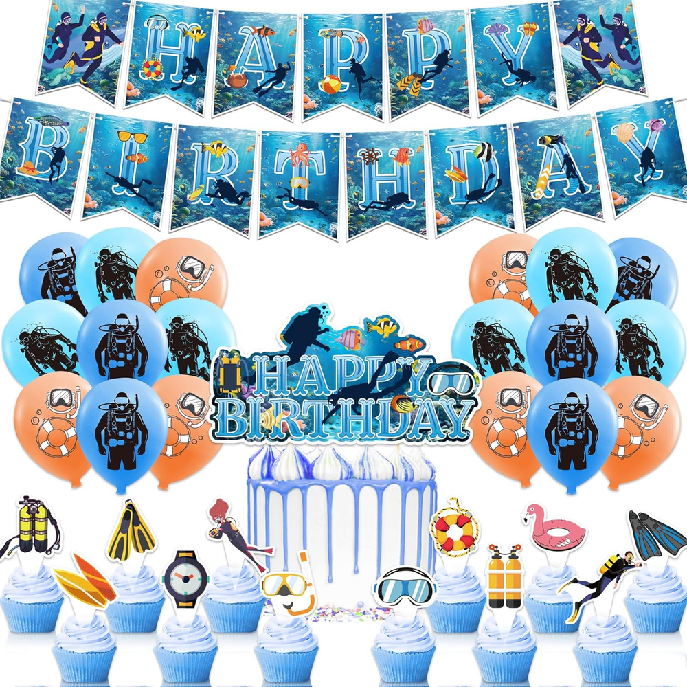 Underwater World Diving Party Decorations for a Happy Birthday Celebration