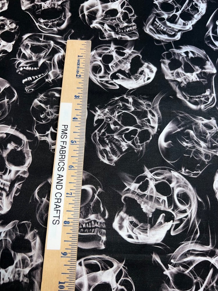TT Wicked Smoking Skulls 100% Cotton Fabric by the Yard 36x44 CD2099