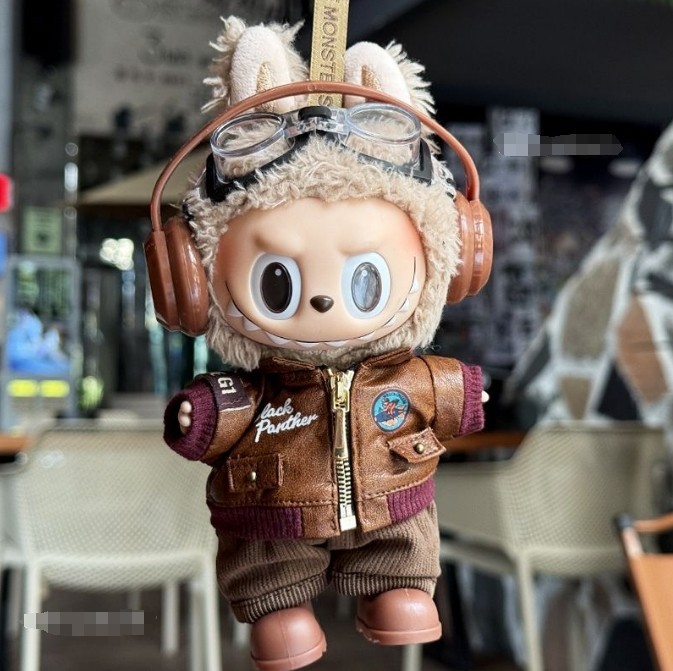 (No Toys) Set For LUBUBU The Monsters Plush Doll Retro Leather Jacket Clothes