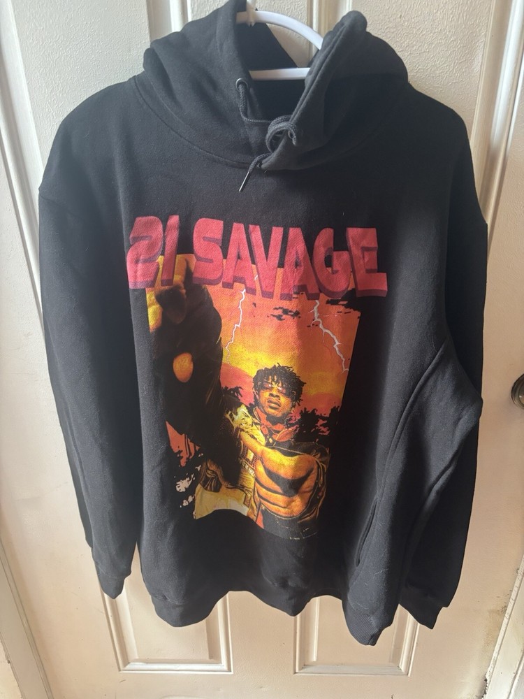 21 Savage Concert Merchandise  Hoodie Coachella Rap Sz Xl Black