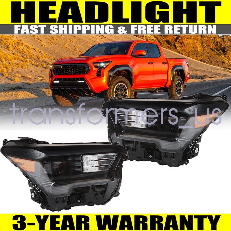 2x For 2024-2025 Toyota Tacoma LED Headlight Assembly Left + Right Side Headlamp