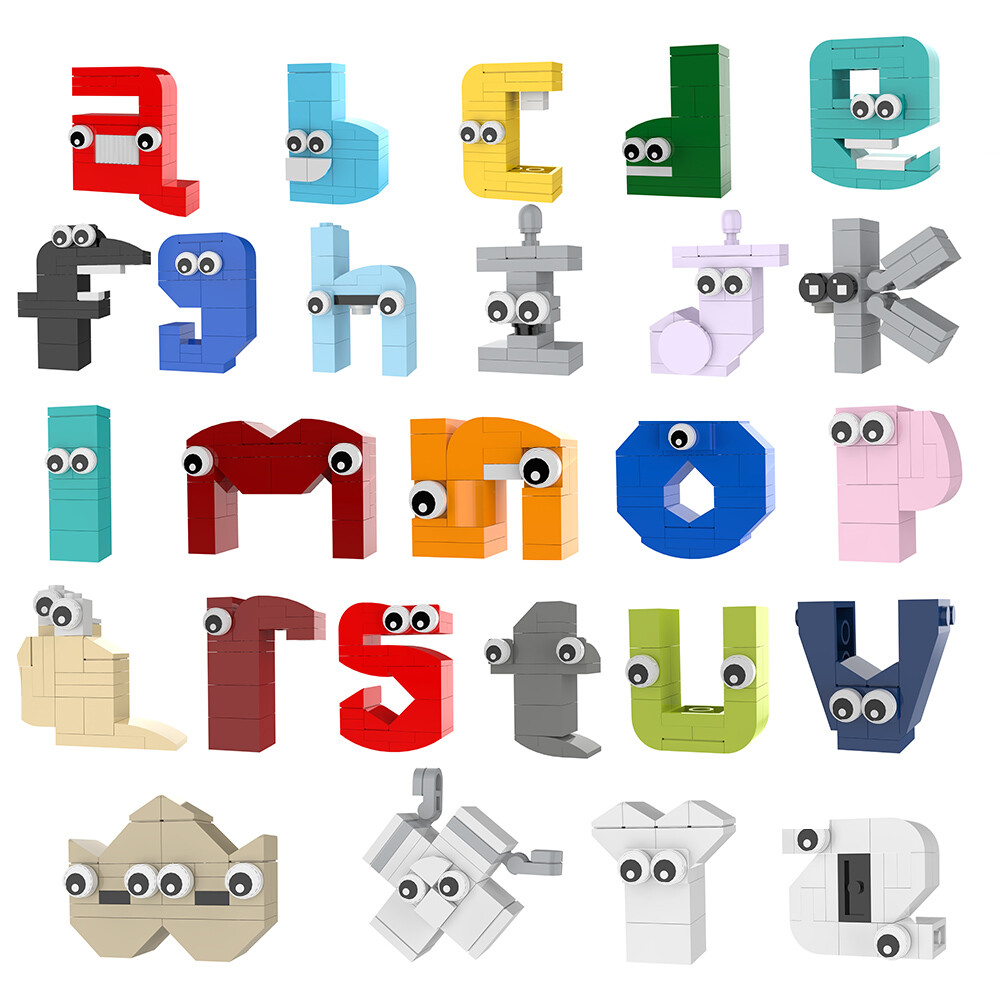 Alphabets Lowercase A-Z Building Blocks Toys Set 538 Pieces for Kids MOC Build