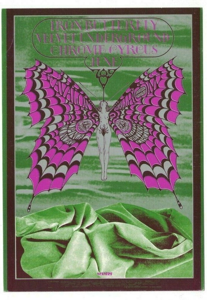 IRON BUTTERFLY VELVET UNDERGROUND 1968 AVALON FAMILY DOG POSTCARD FD-122 NM B-15